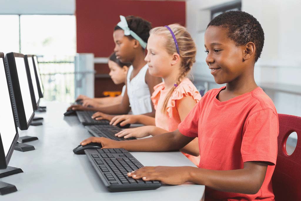 Children on computers.