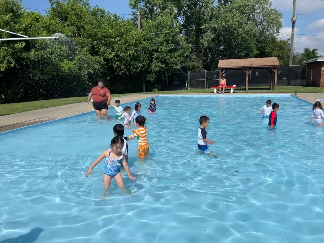 Children in a pool