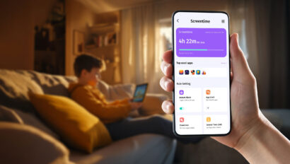 A phone displaying the screen time.